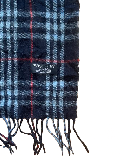 Blauer Lammwoll-Burberry-Schal